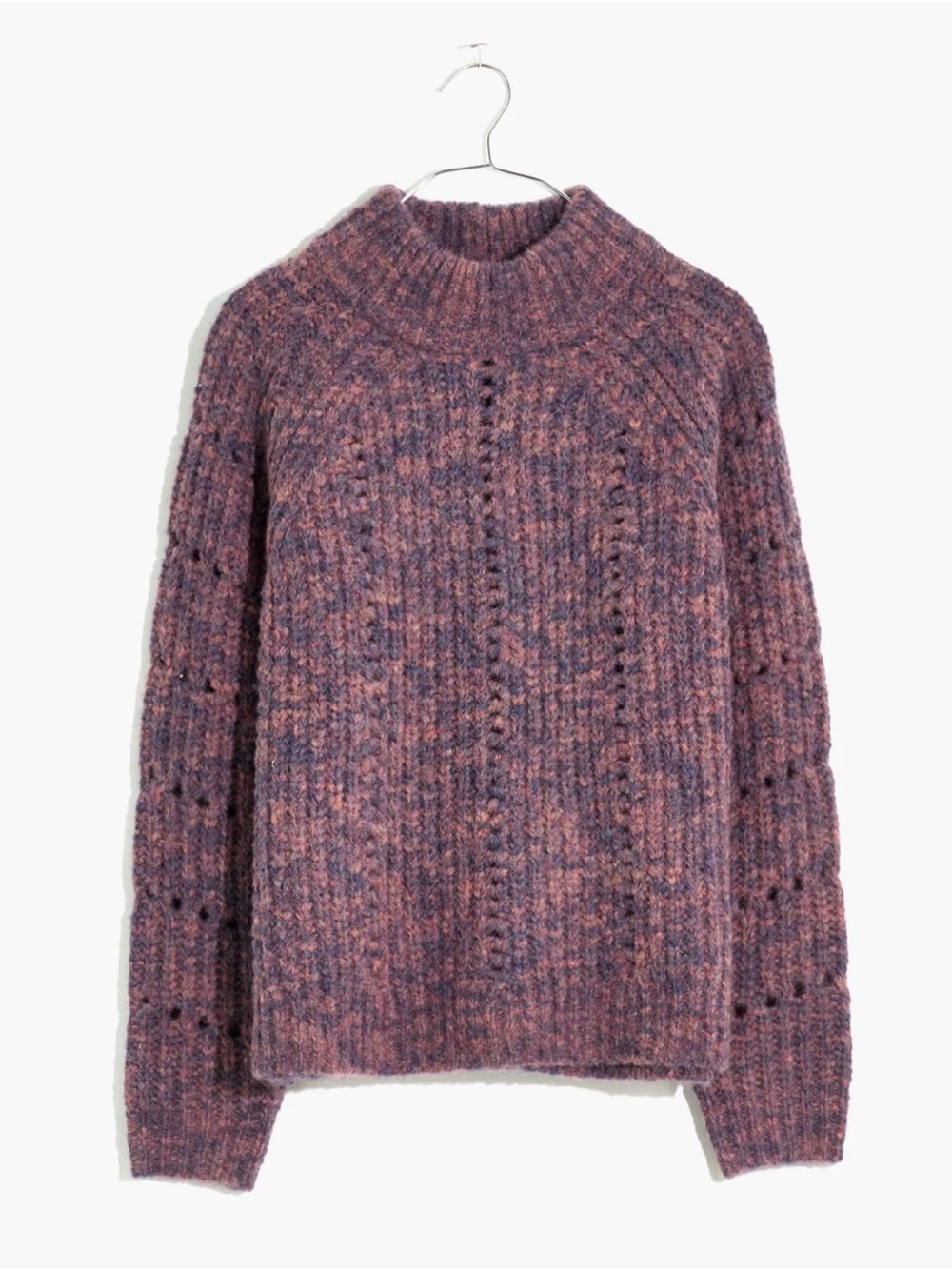 Madewell NWT Pointelle Mockneck Pullover Sweater- Wool Blend- Medium